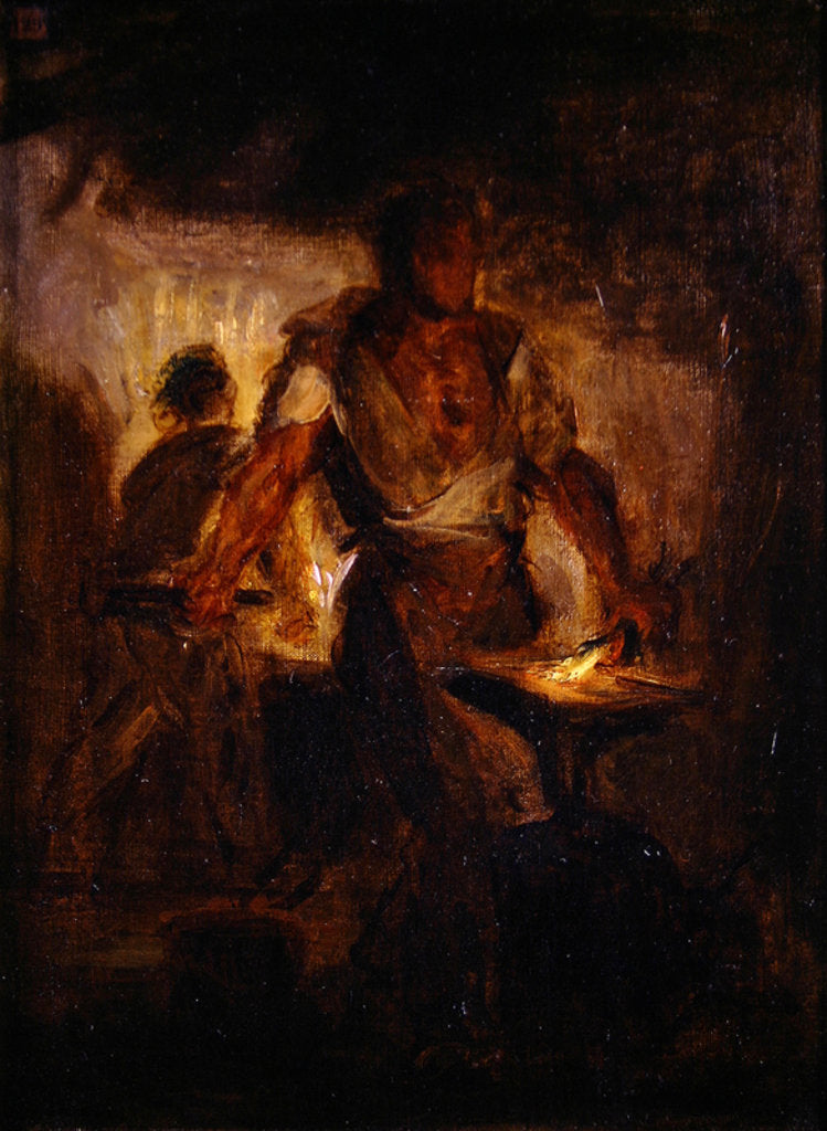 Detail of A Blacksmith by Ferdinand Victor Eugene Delacroix