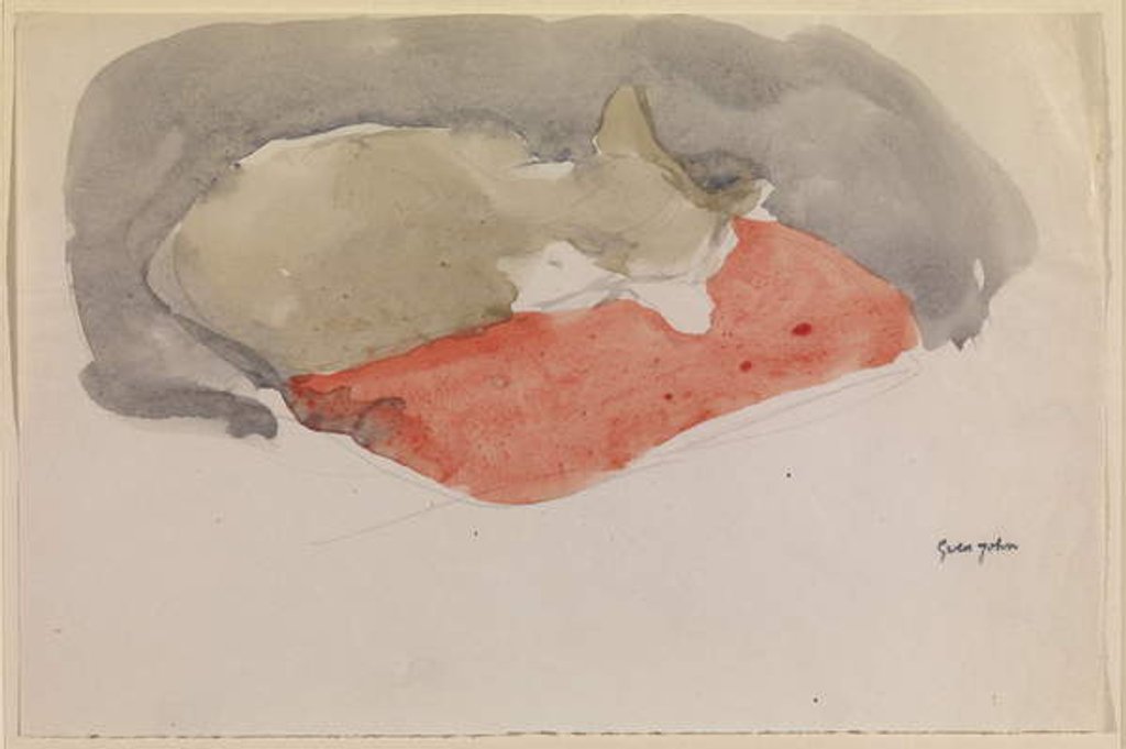Detail of Cat Sleeping on a Red Cushion by Gwen John