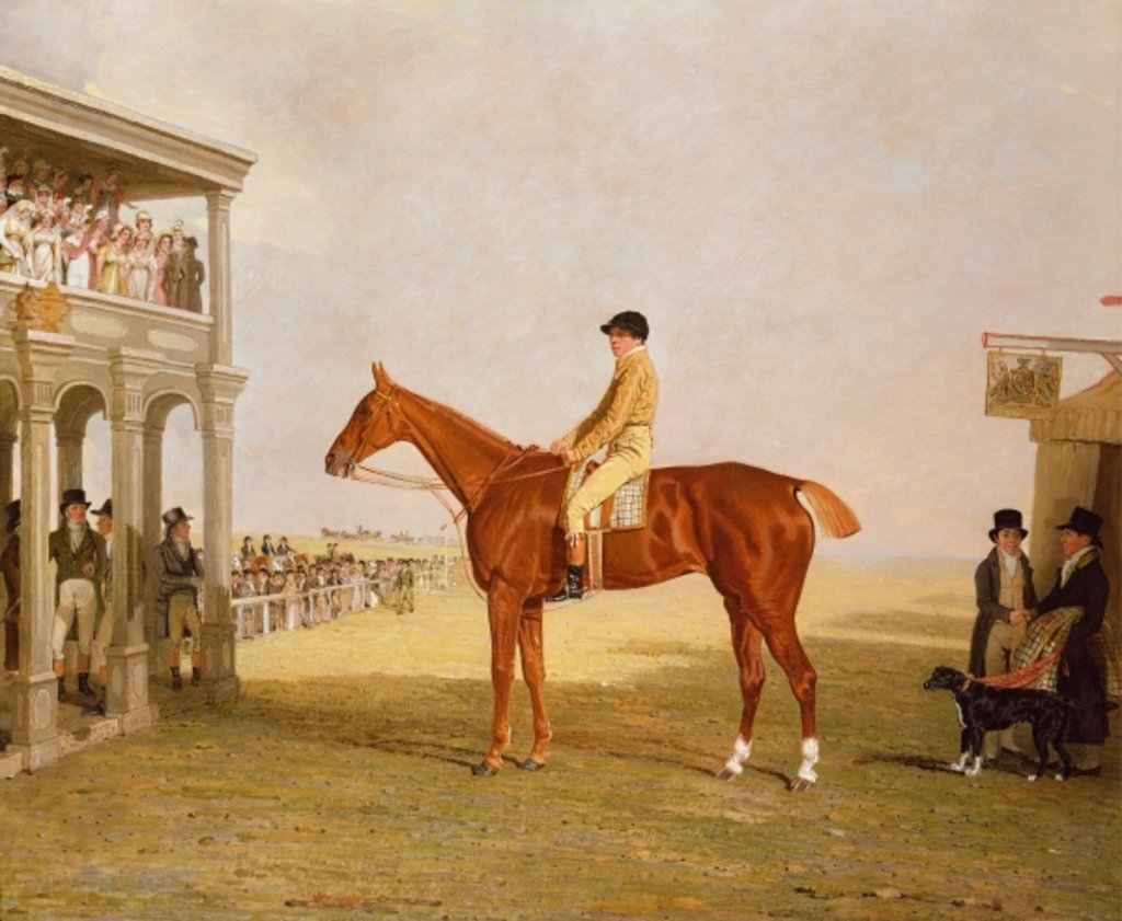 Detail of Lt. General Thomas Grovesnor's chestnut Filly 'Defiance' after she won the Northampton Gold Cup, September 15, 1813 by Benjamin Marshall