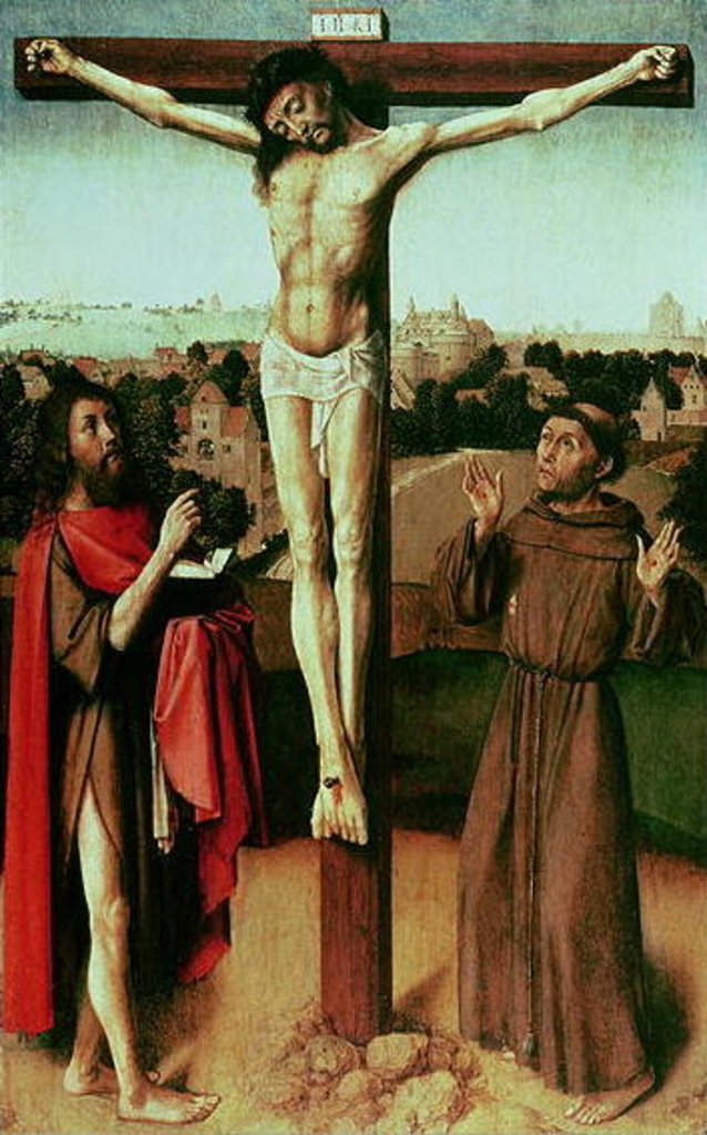 Detail of Christ on the Cross between St. John and St. Francis by Gerard David
