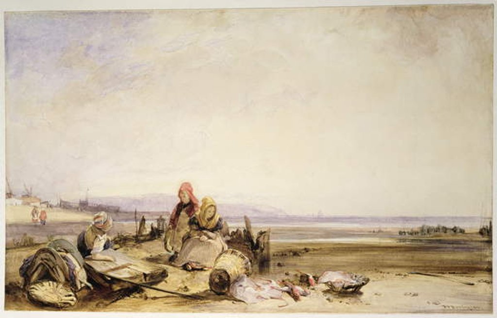 Detail of Scene on the French coast by Richard Parkes Bonington