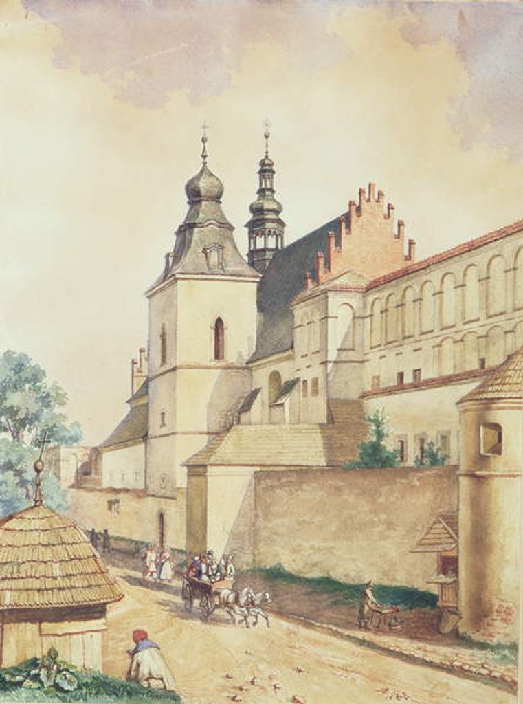 Detail of In Front of the Norbertine Monastery, Kozienice, 1857 by Walery Eljasz-Radzikowski