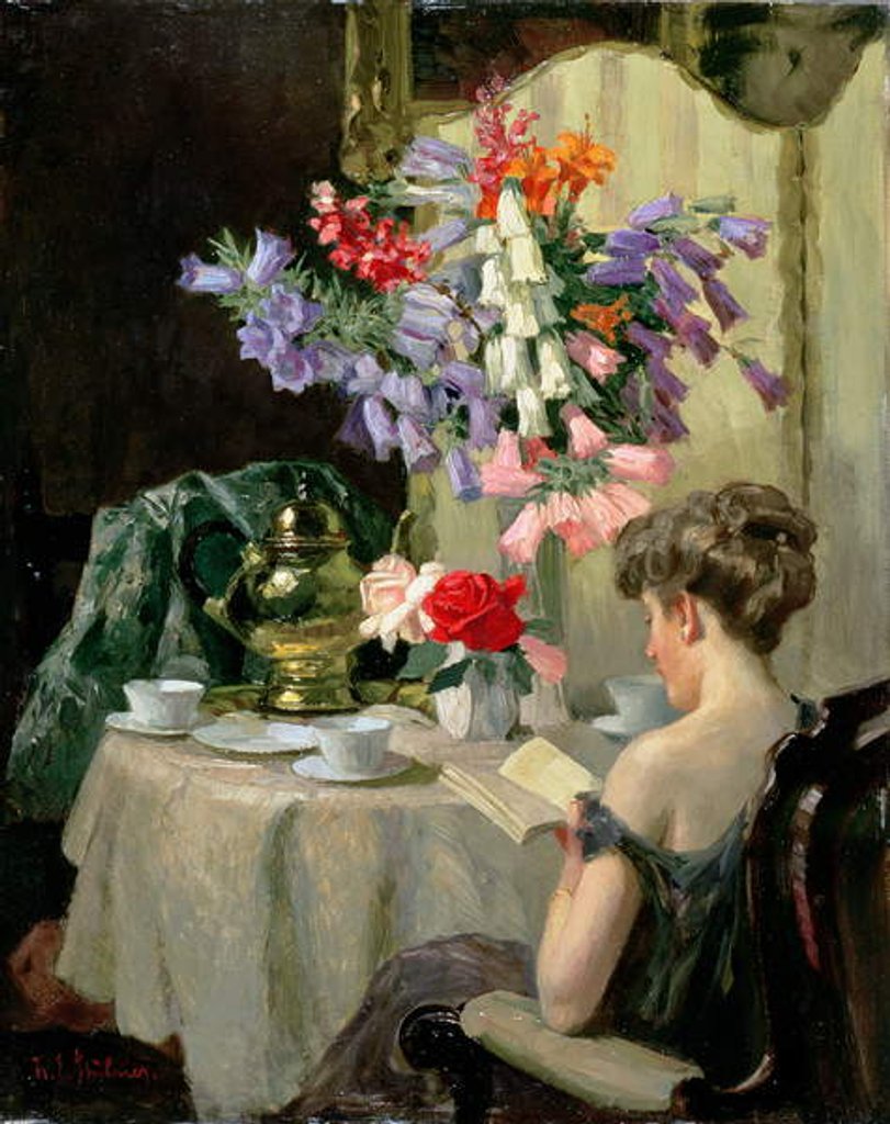 Detail of Tea Time, c.1910 by Robert Emil Stubner