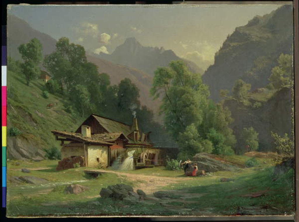 Detail of Blacksmith's House in a Valley, 1857 by Theodor Blatterbauer