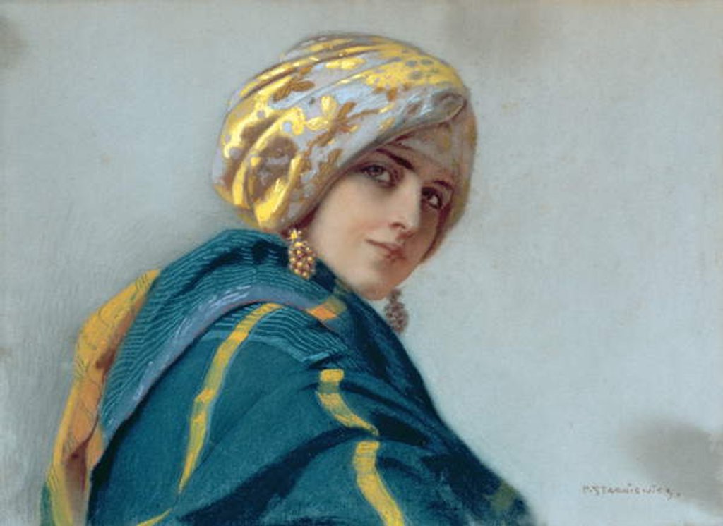 Detail of Girl in a Shawl, c.1920 by Piotr Stachiewicz