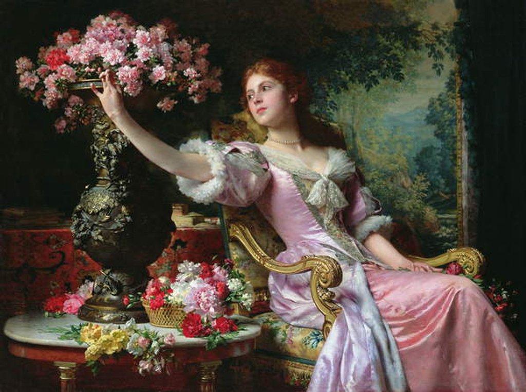 Detail of Lady with Flowers by Ladislaw von Czachorski
