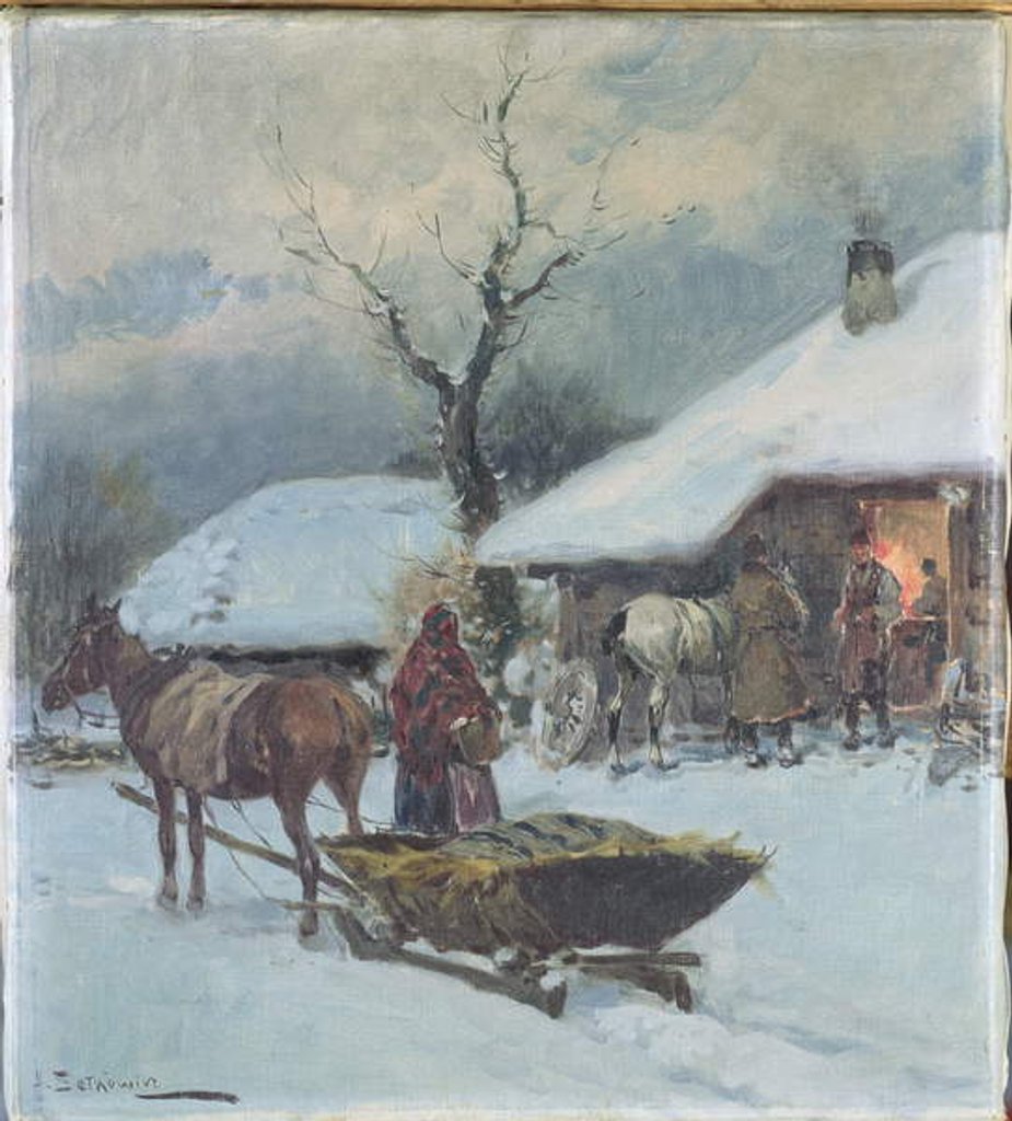 Detail of Sleighs in Front of a House, 1930 by Adam Setkowicz