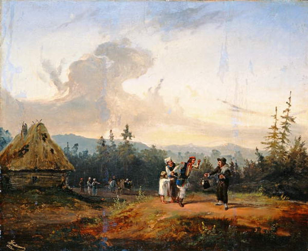 Detail of Arguments with the Jewish Merchant, 1853 by Franciszek Kostrzewski