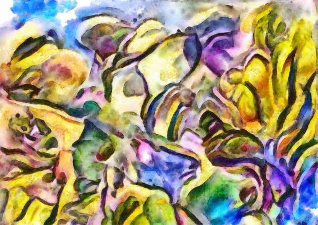 Detail of Forest landscape with river, 2017 by Alex Caminker