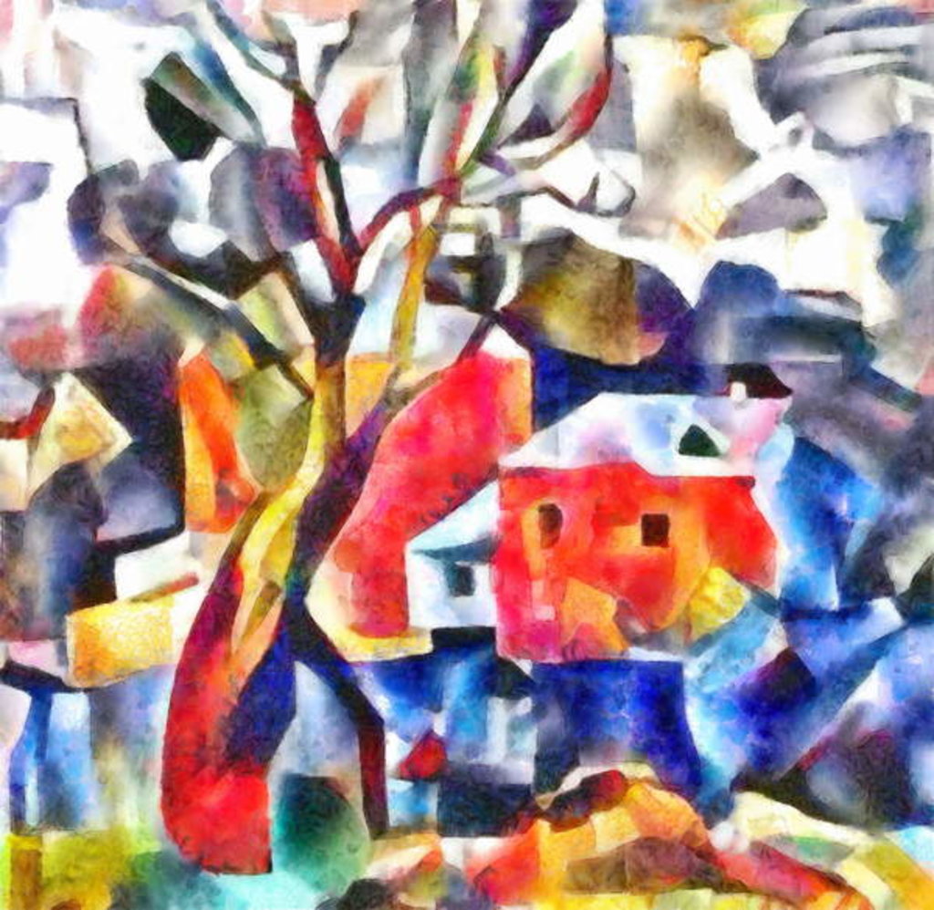 Detail of The houses behind the tree, 2017 by Alex Caminker
