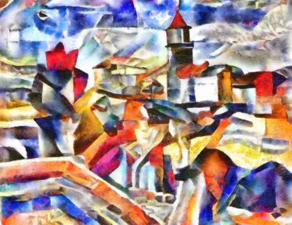 Detail of City on the river, 2017 by Alex Caminker