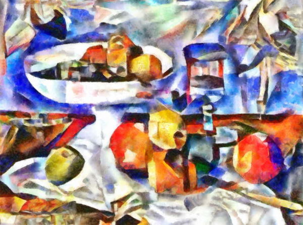 Detail of Fruits and glass, 2017 by Alex Caminker