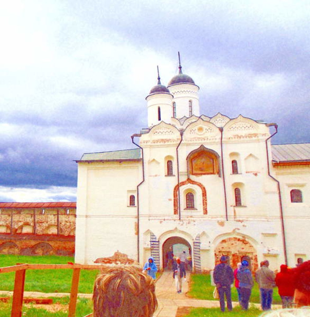 Detail of Peoples on the road to the cathedral, 2017 by Alex Caminker
