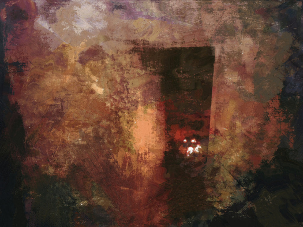 Detail of Irish cottage series - front door/pink wall with turf fire by Mark Gordon
