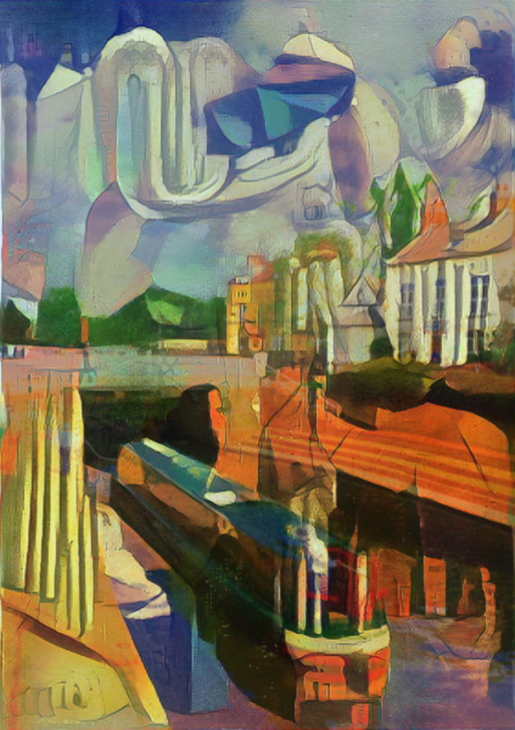 Detail of canal boat at trent lock - de chirico by Mark Gordon