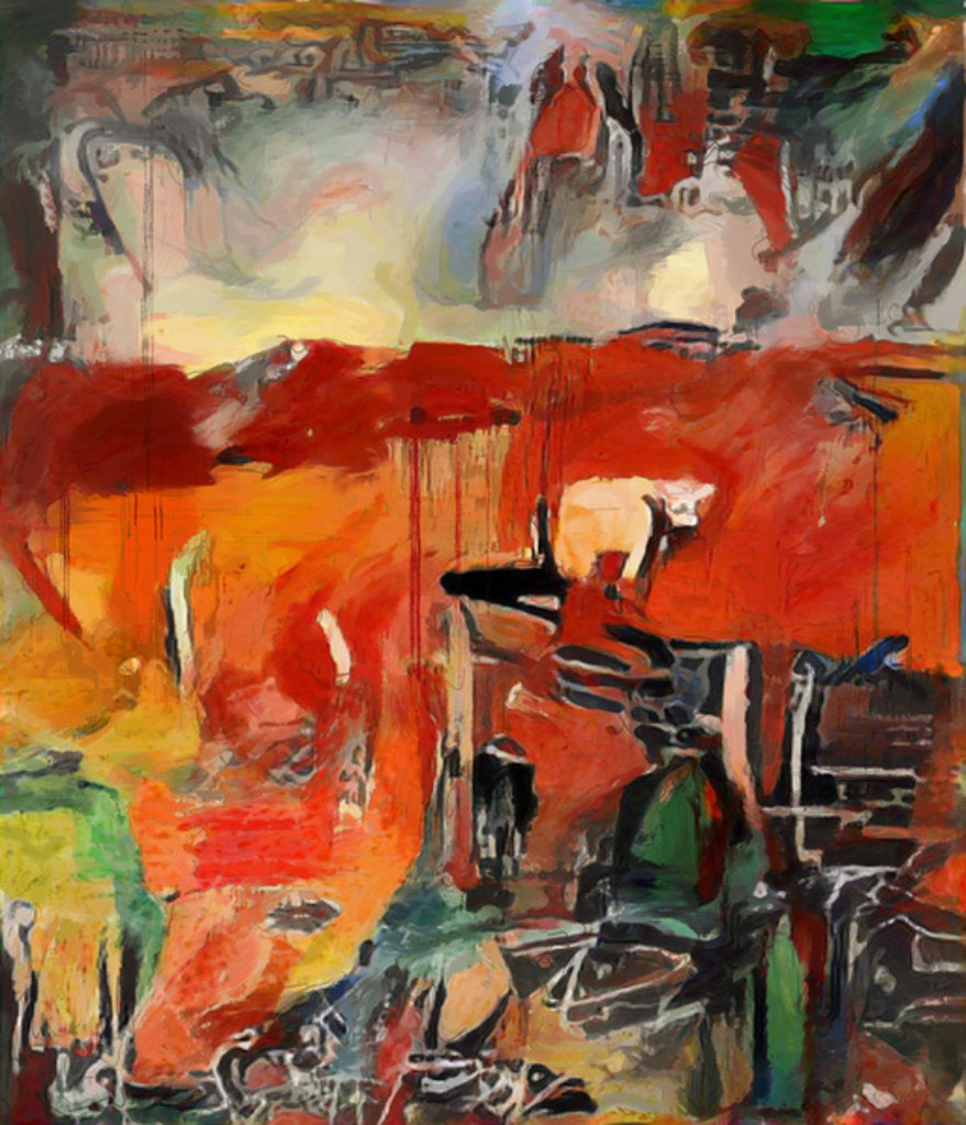 Detail of red landscape with cow by Mark Gordon