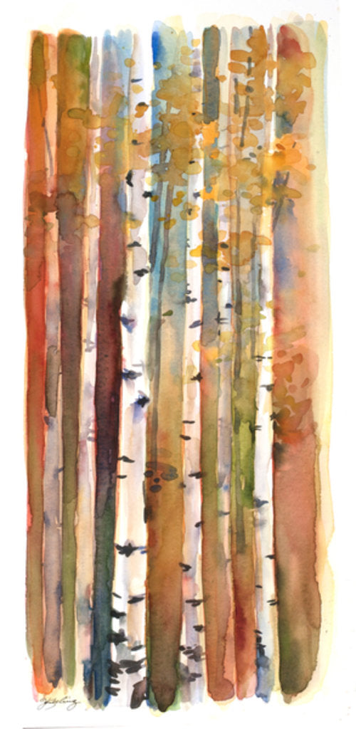 Detail of Birches in Autumn, 2013 by John Keeling