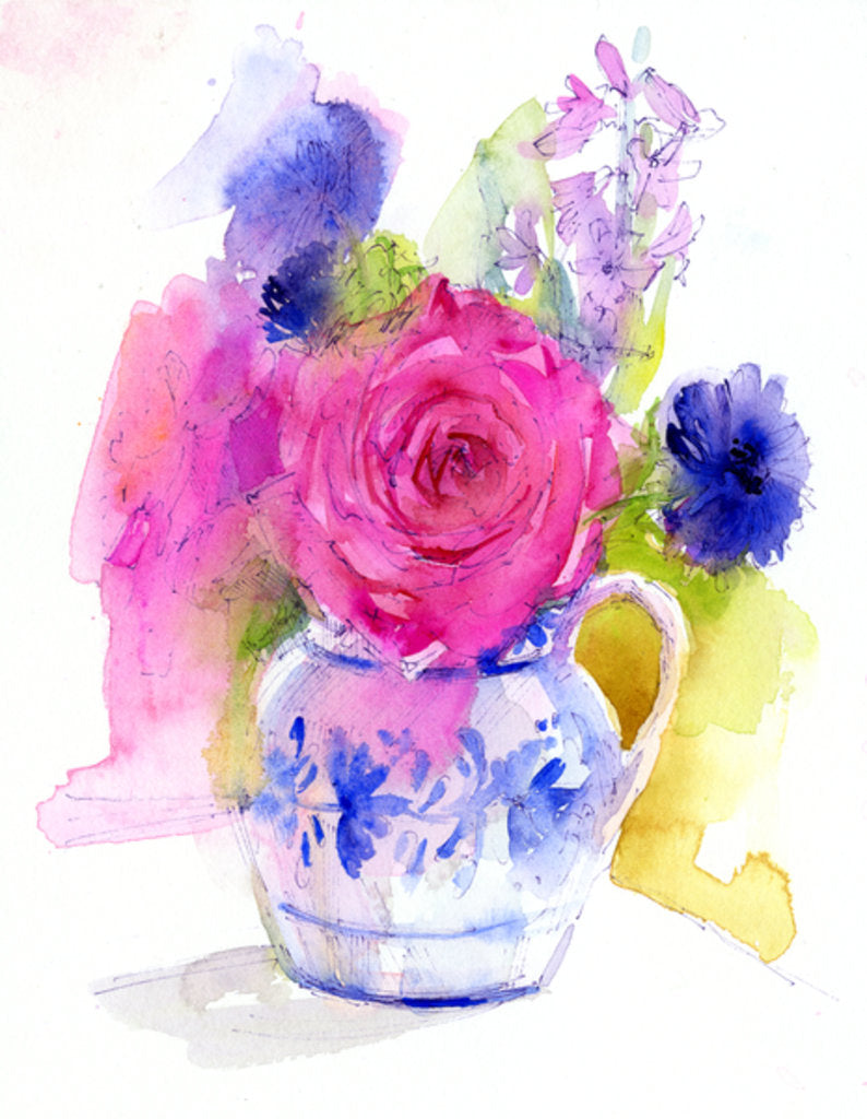 Detail of Rose and Cornflowers in Pitcher, 2017 by John Keeling