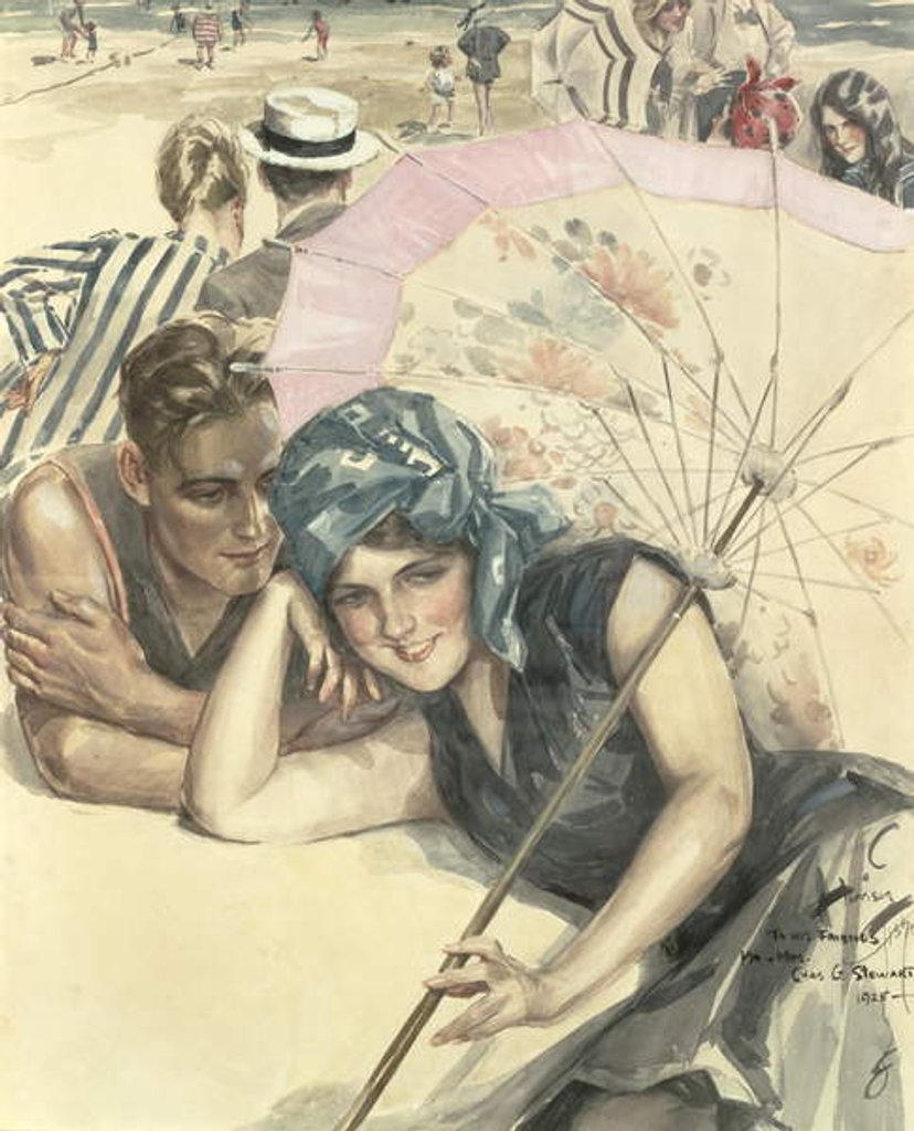 Detail of The First Pebble, 1925 by Harrison Fisher