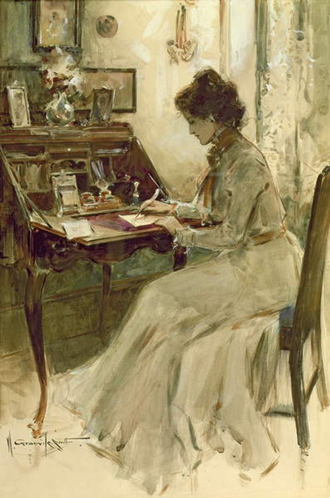 Detail of Writing a Letter, 1900 by Walter Granville-Smith