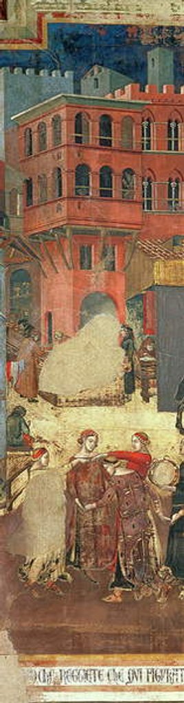 Detail of Good Government in the City,1338-40 by Ambrogio Lorenzetti