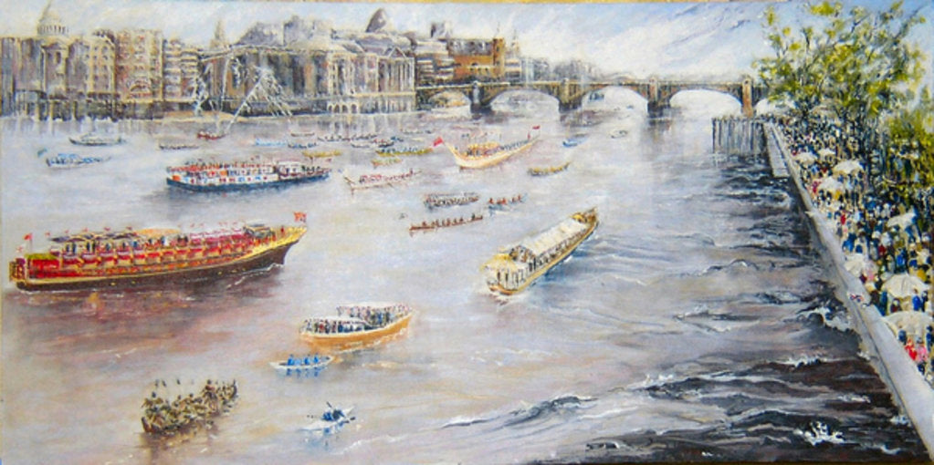 Detail of Jubilee Pageant on the Thames, 2012 by Mary Smith