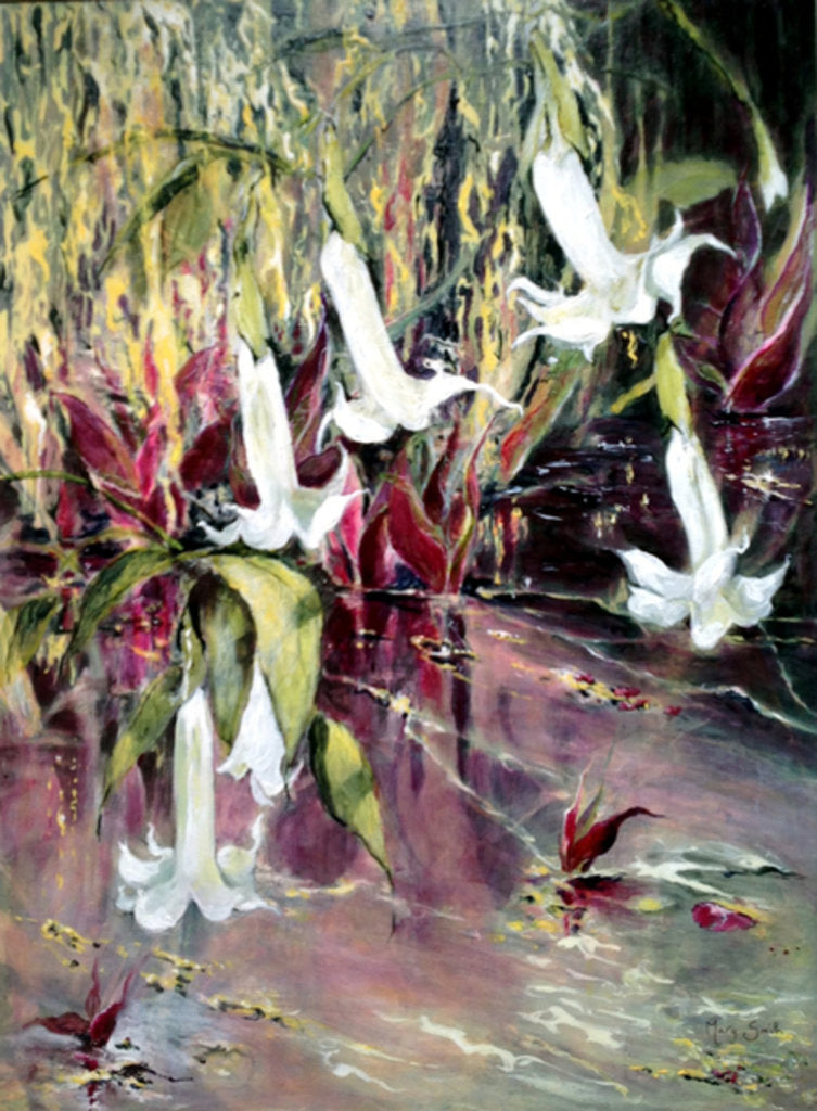 Detail of Daturas in Monet's Garden, 2013 by Mary Smith