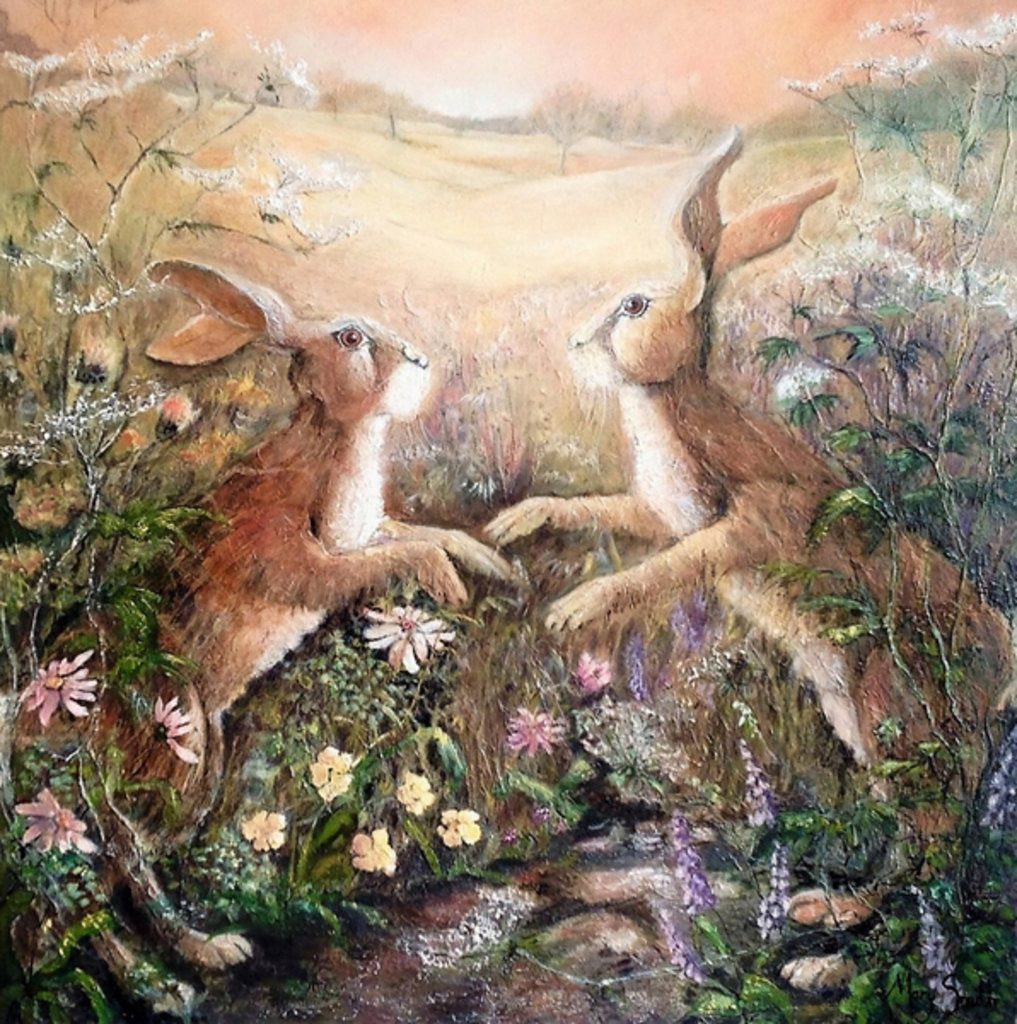 Detail of Hares at dawn, 2016 by Mary Smith