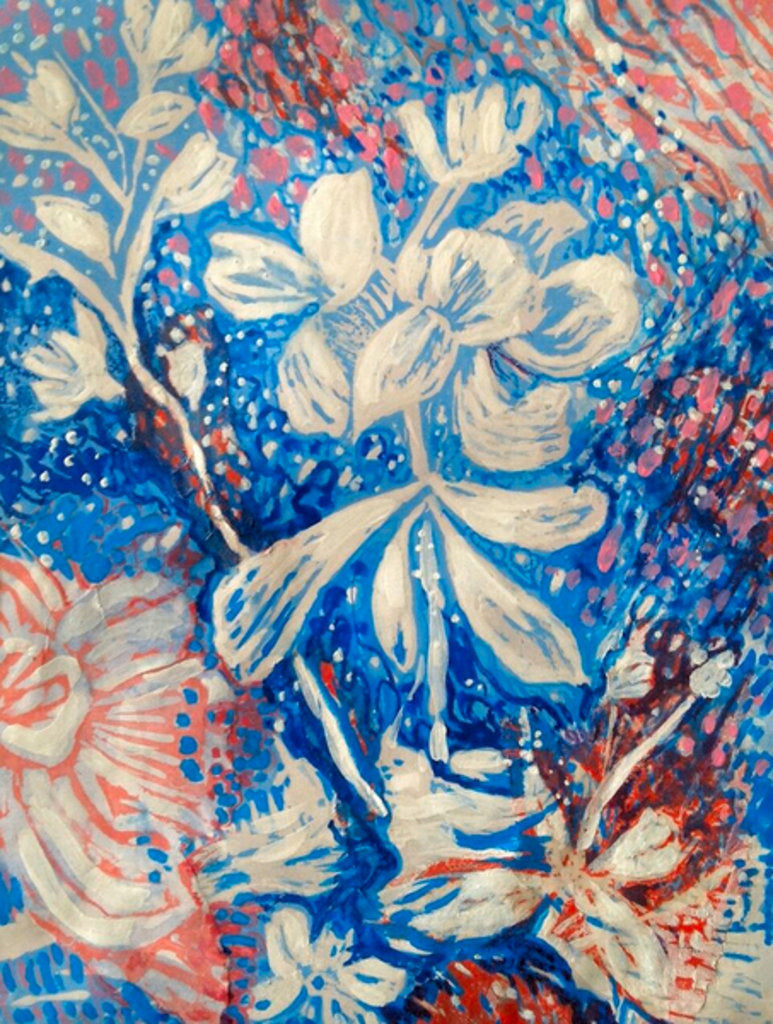 Detail of blossom in the rain and sunshine, 2017 by Mary Smith