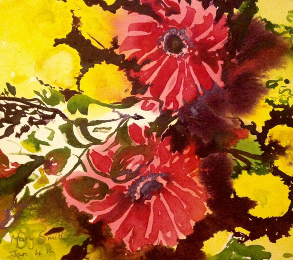 Detail of Gerberas, 2017 by Mary Smith