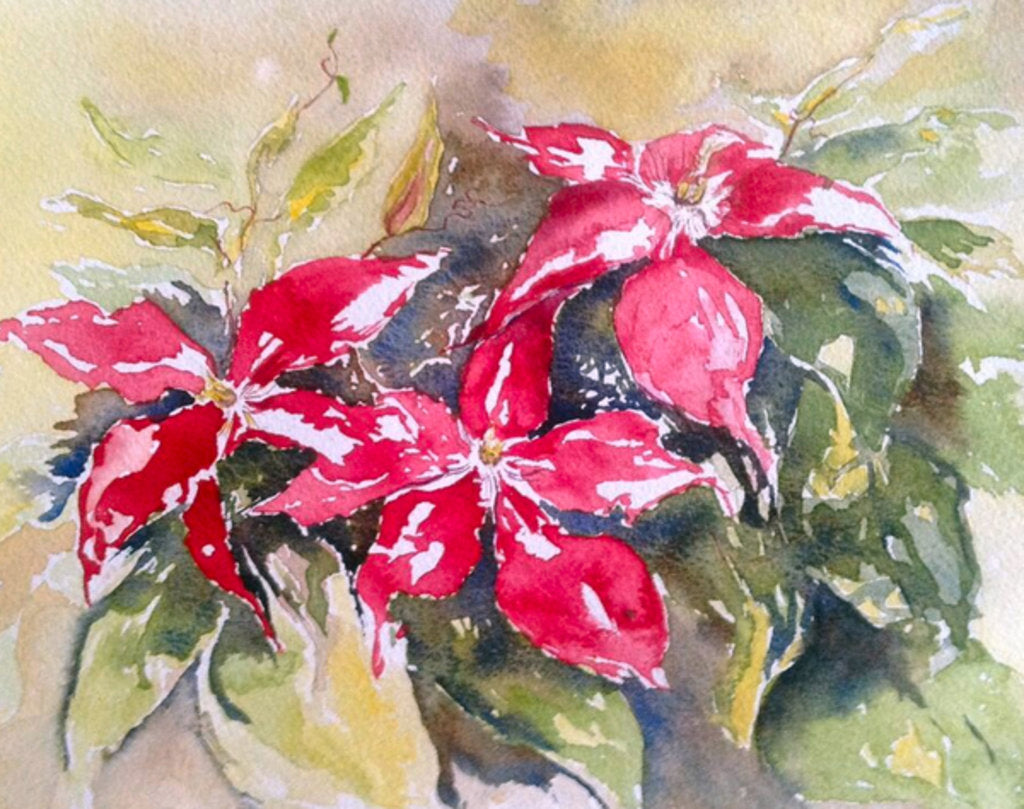 Detail of burgundy clematis, 2017 by Mary Smith