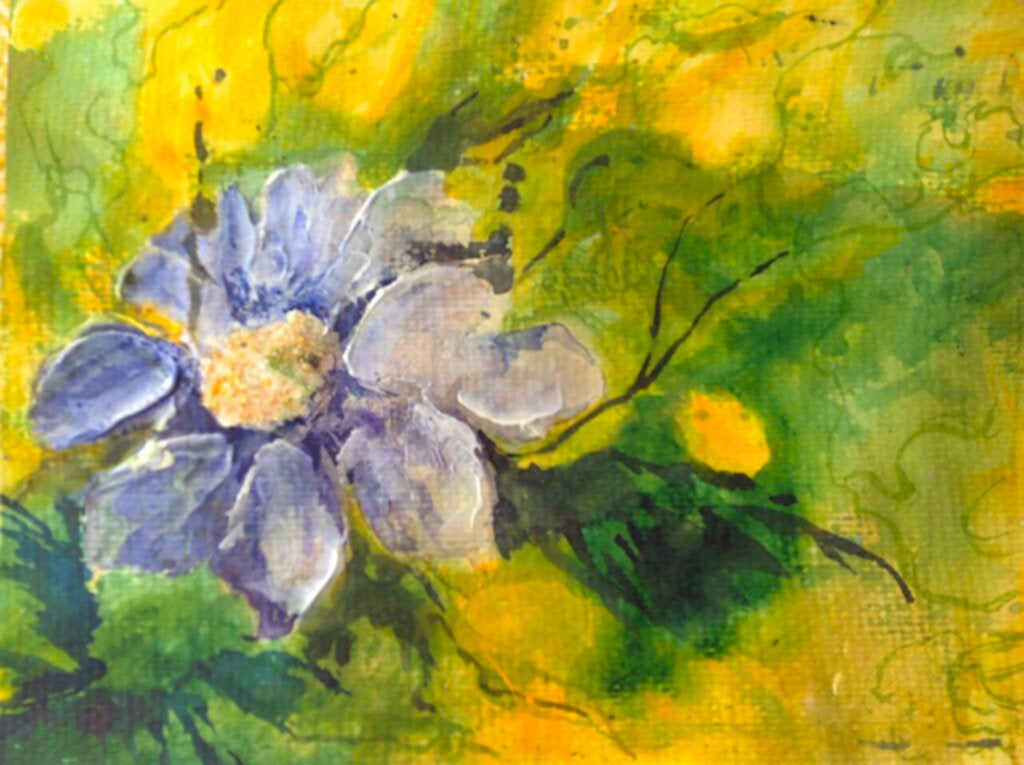 Detail of clematis in the evening sun, 2017 by Mary Smith