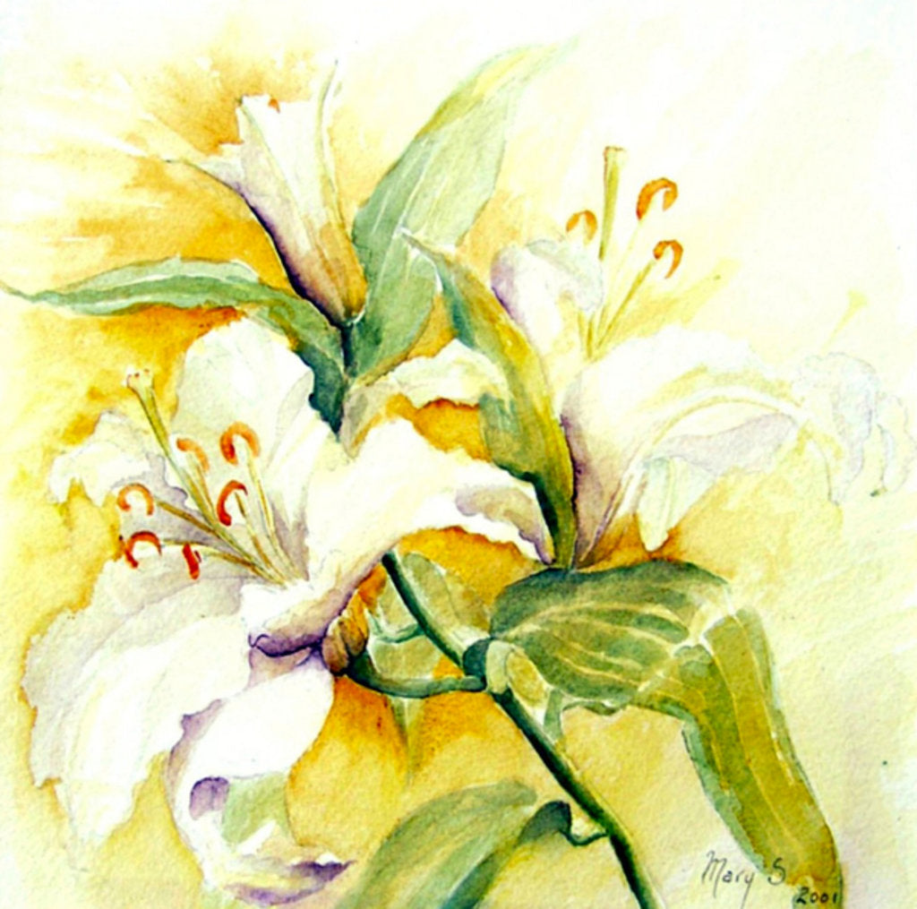 Detail of white lilies, 2017 by Mary Smith