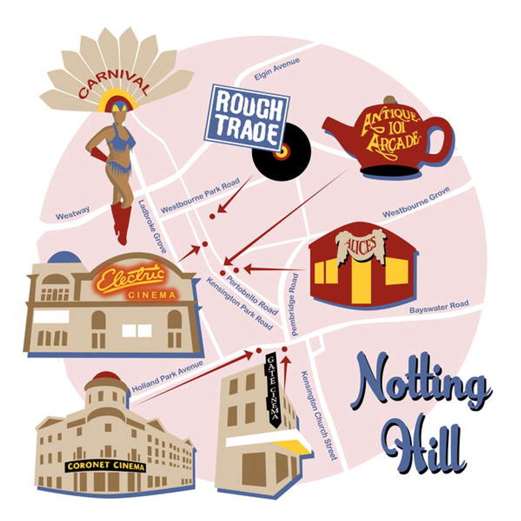 Detail of Map of Notting Hill, 2017 by Claire Huntley