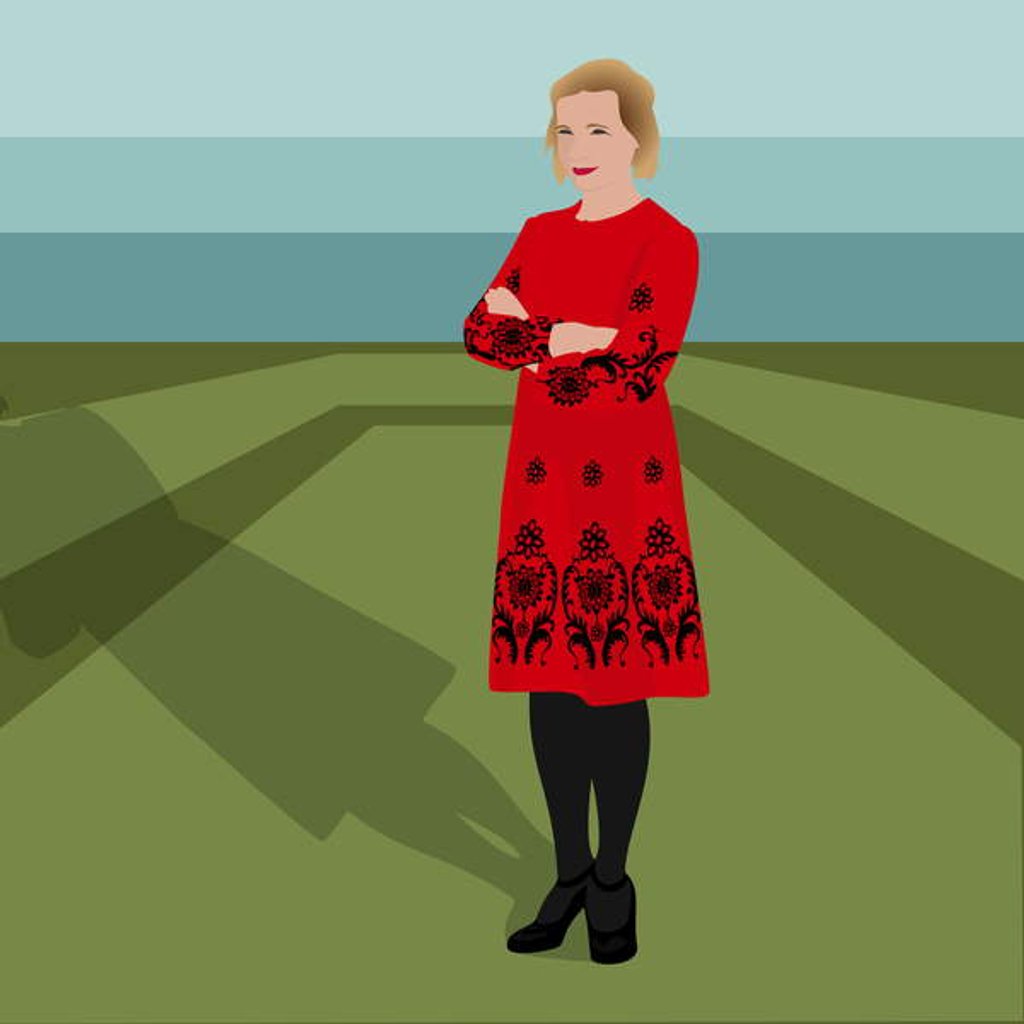 Detail of Portrait of Lucy Worsley, English Historian, Author, Joint Chief Curator at Historic Royal Palaces, and television presenter, 2017 by Claire Huntley