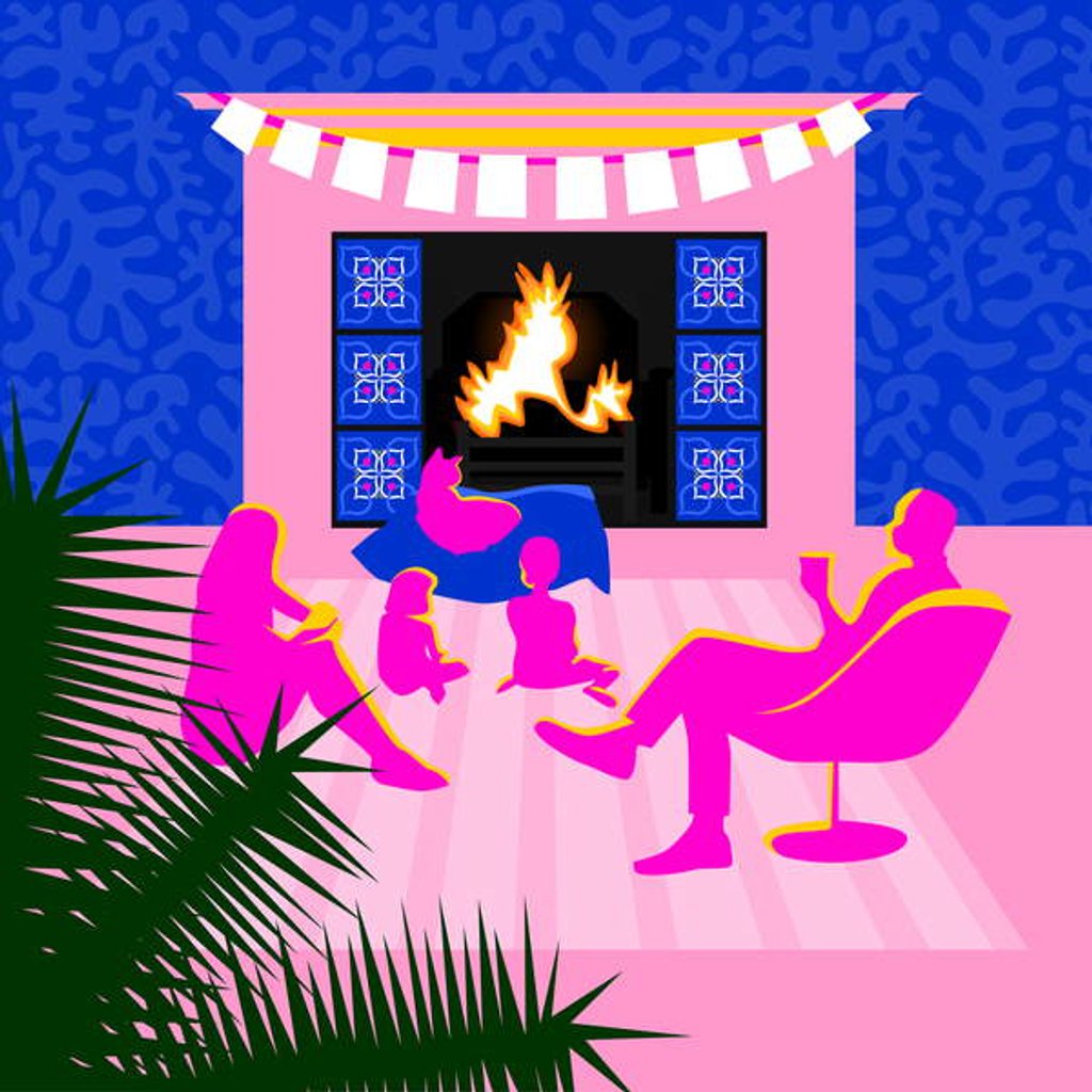 Detail of Christmas by the fireplace, 2017 by Claire Huntley