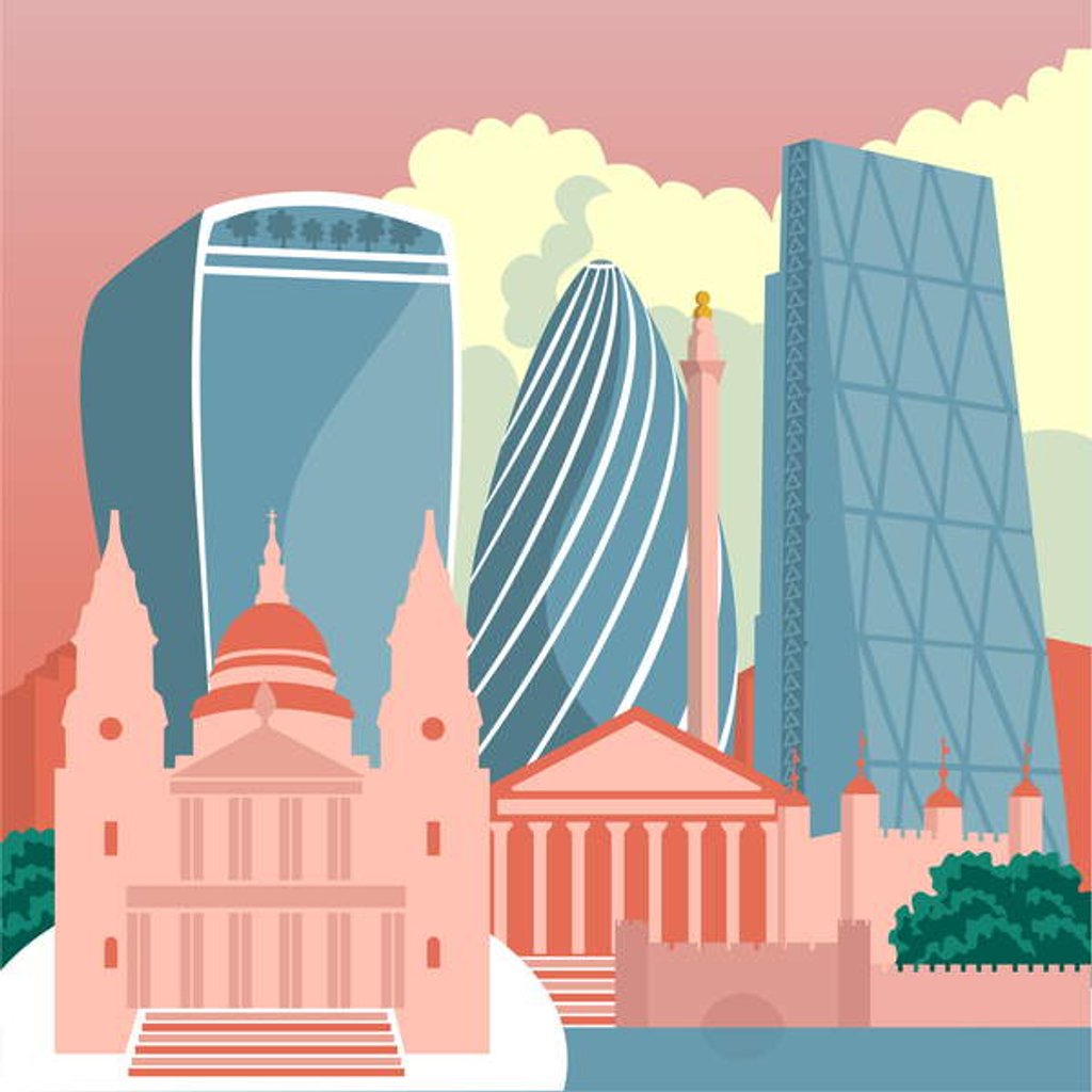 Detail of Square Mile Cityscape, 2017 by Claire Huntley