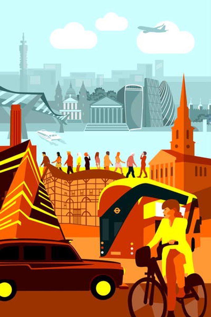 Detail of London Landmarks, 2018 by Claire Huntley