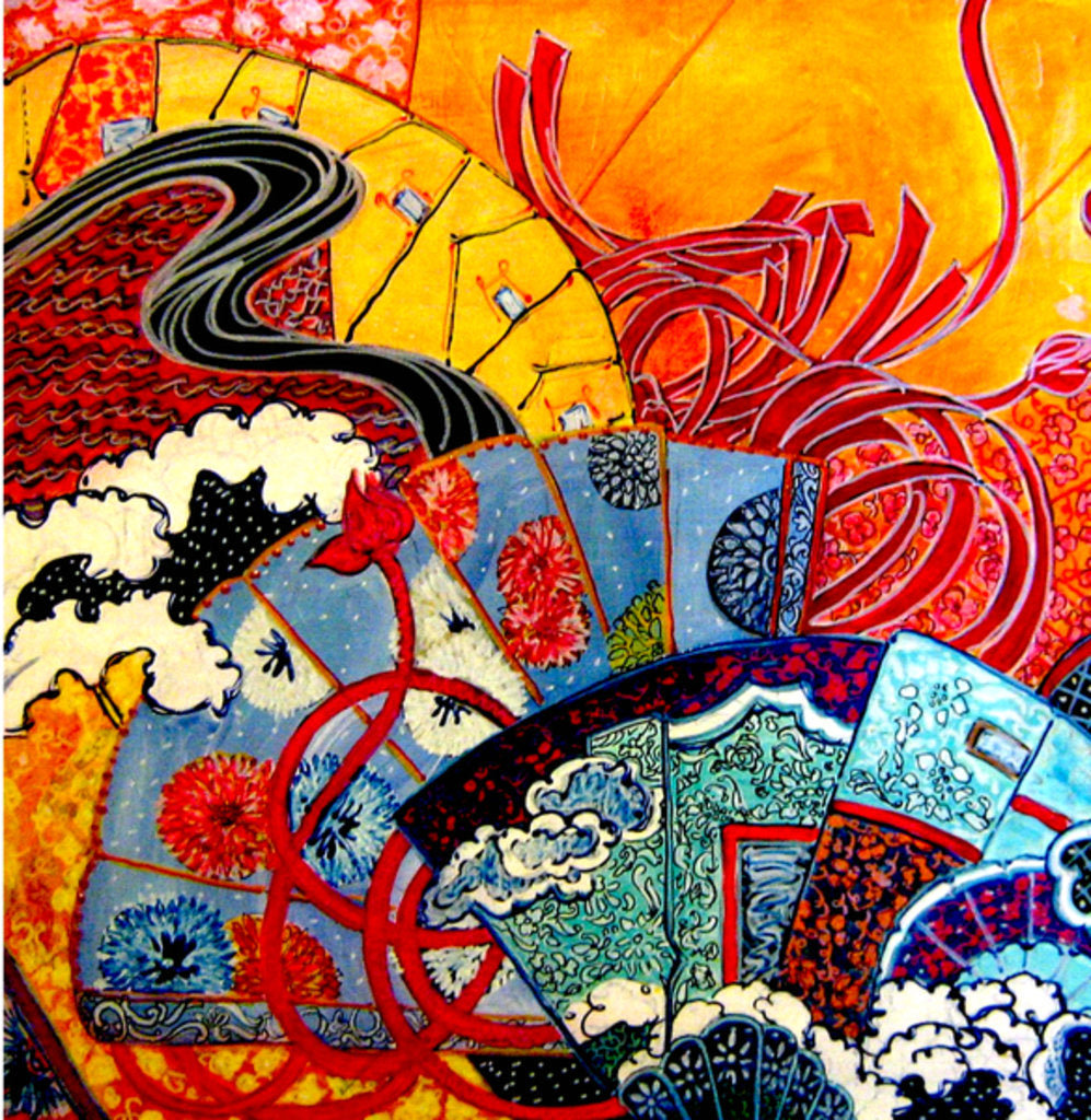 Detail of Oriental Fans, 2013 by Linda Arthurs