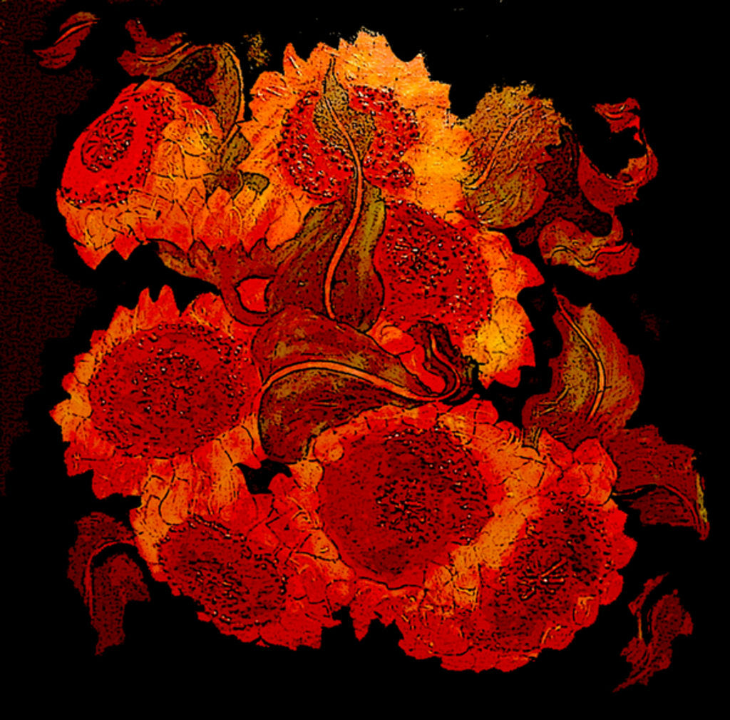 Detail of sunflowers, 2014 by Linda Arthurs