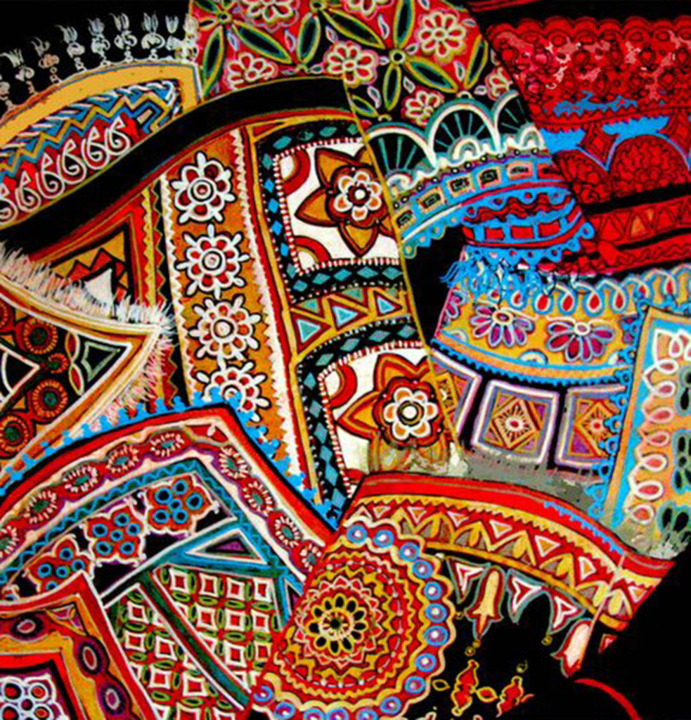 Detail of Oriental Fans, 2016 by Linda Arthurs