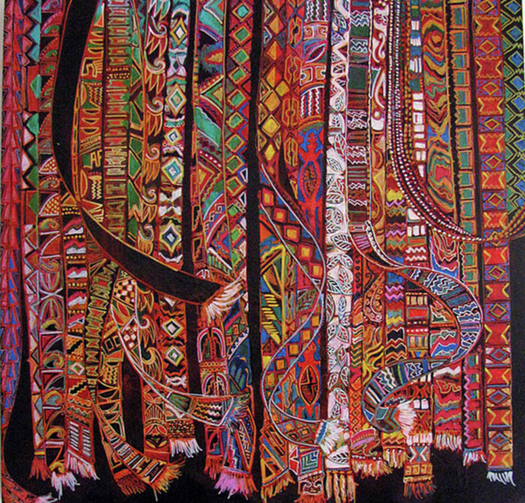 Detail of Backstrap weaving, 2014 by Linda Arthurs