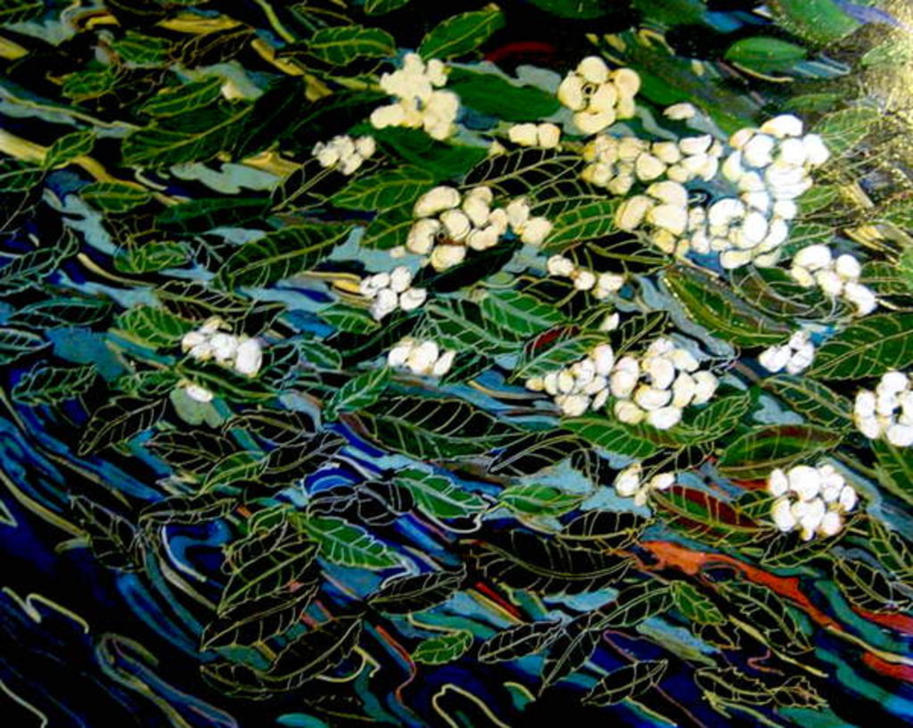 Detail of Flowers in stream, 2012 by Linda Arthurs