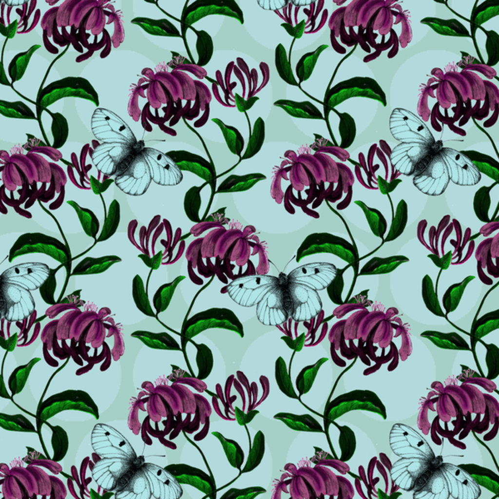 Detail of Honeysuckle with Clouded Apollo Butterfly, 2017 by Andrew Watson