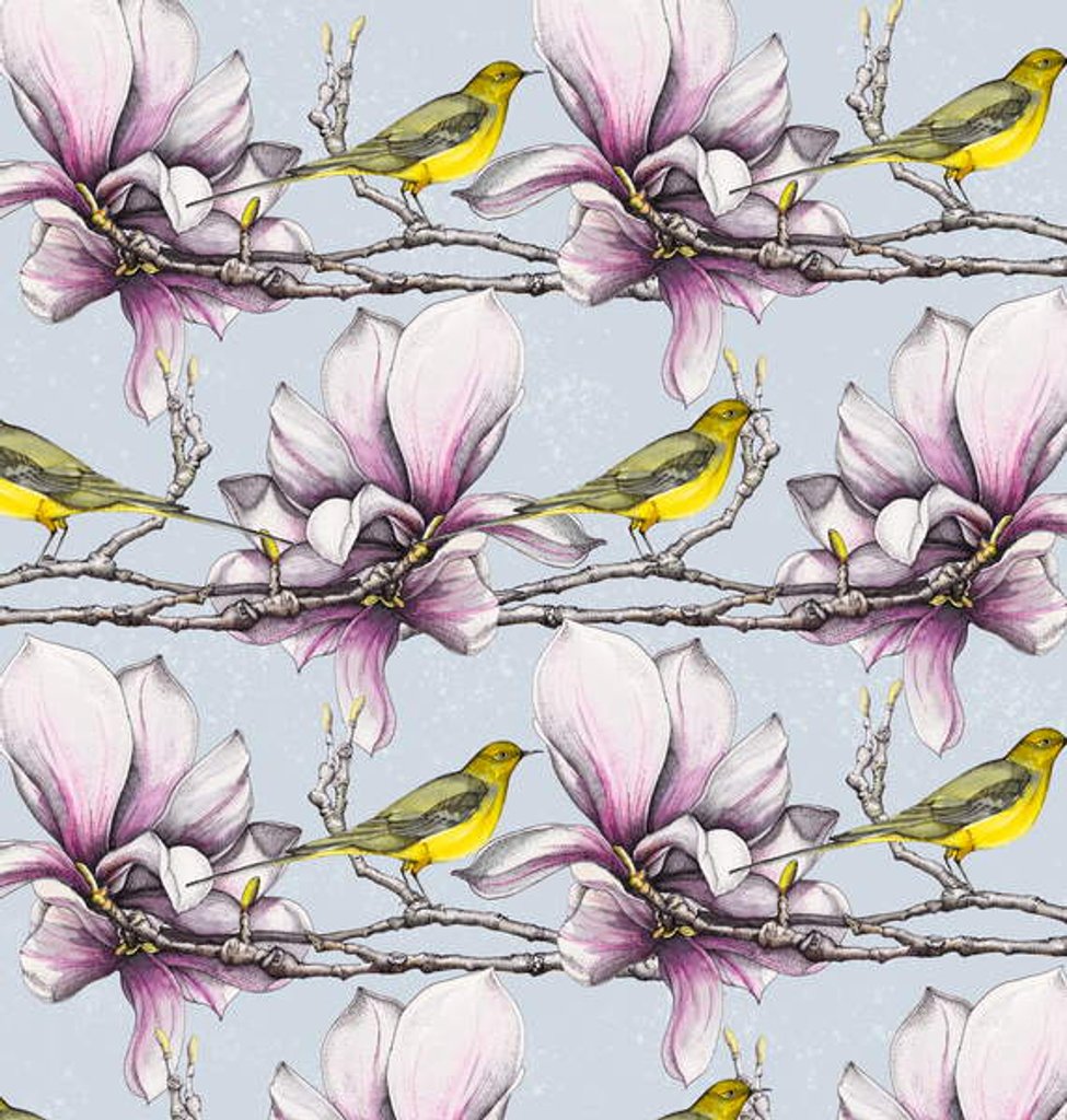 Detail of Magnolia and Yellow Wagtails, 2019 by Andrew Watson