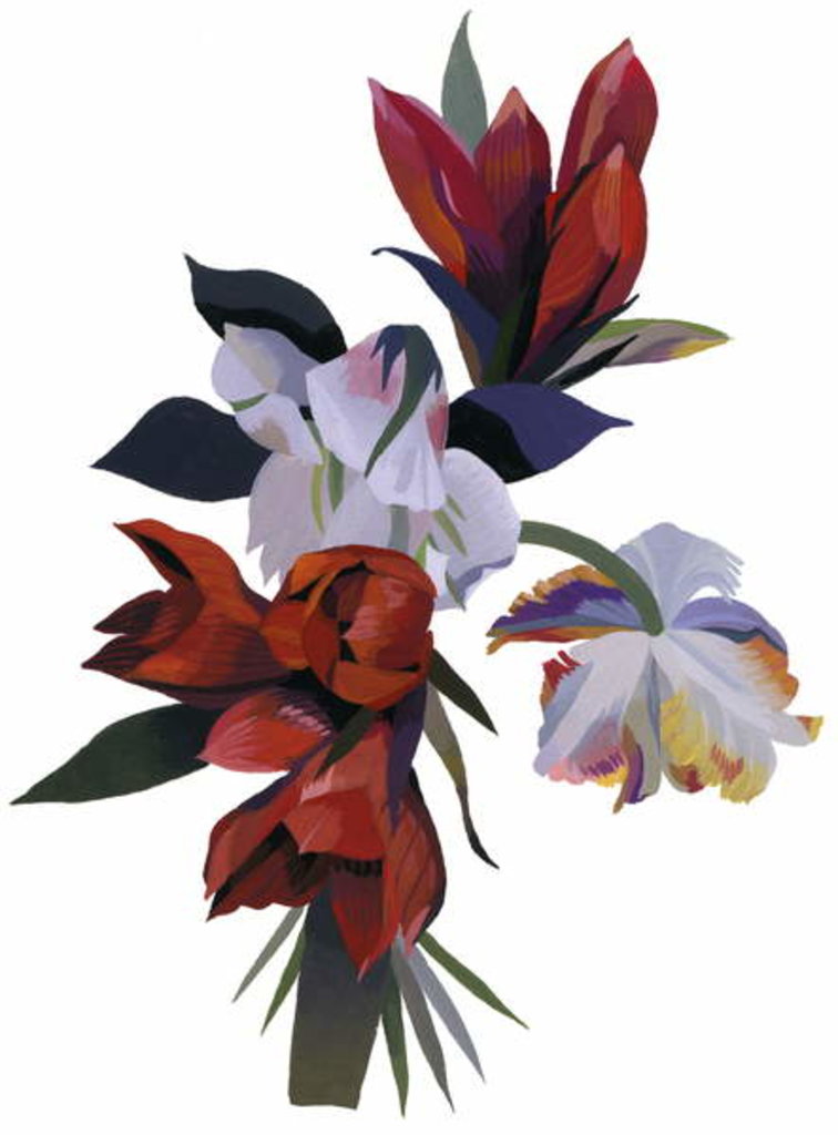 Detail of Flower drawn in red color by Hiroyuki Izutsu