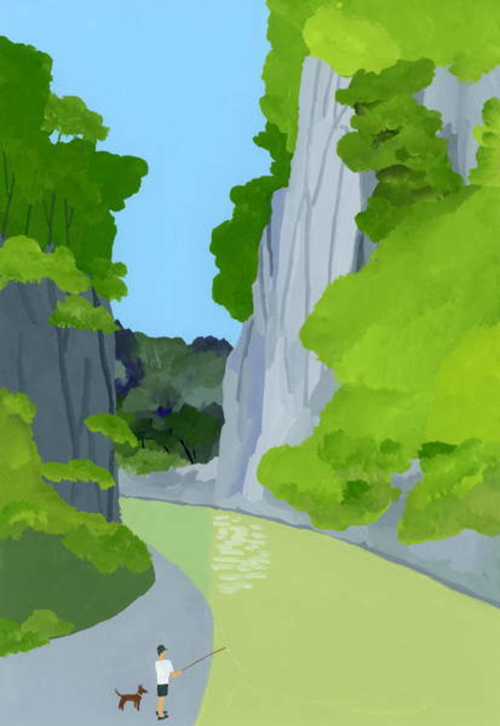 Detail of A man fishing in a valley, 2017 by Hiroyuki Izutsu