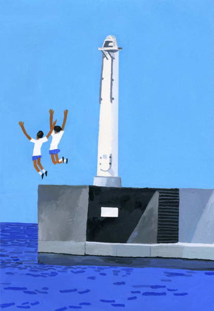 Detail of A girl jumping at the embankment, 2016 by Hiroyuki Izutsu