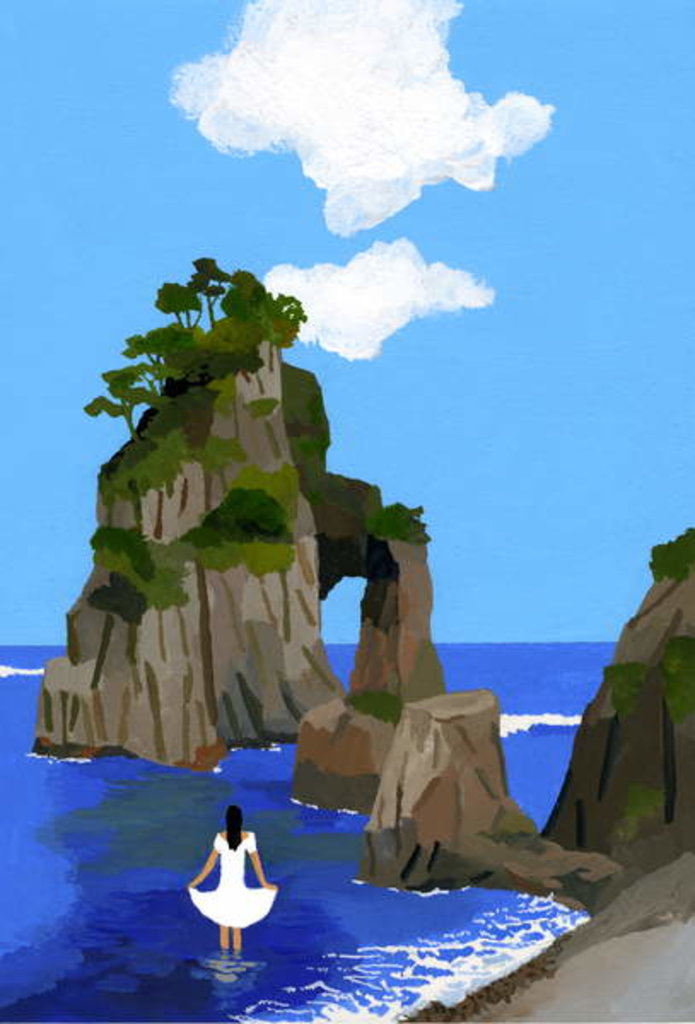 Detail of A girl with a white dress and a beach, 2016 by Hiroyuki Izutsu