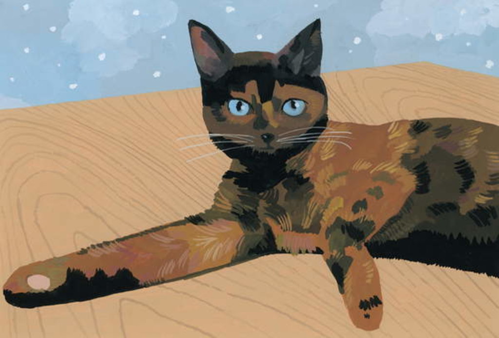 Detail of Lay down at the desk tortoiseshell cat, 2017 by Hiroyuki Izutsu